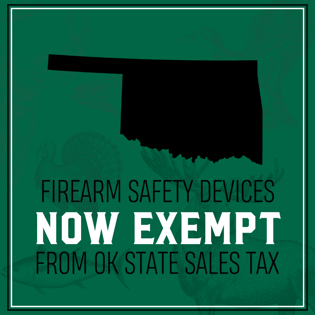 Firearm safety devices are now exempt from the state sales tax in OK.