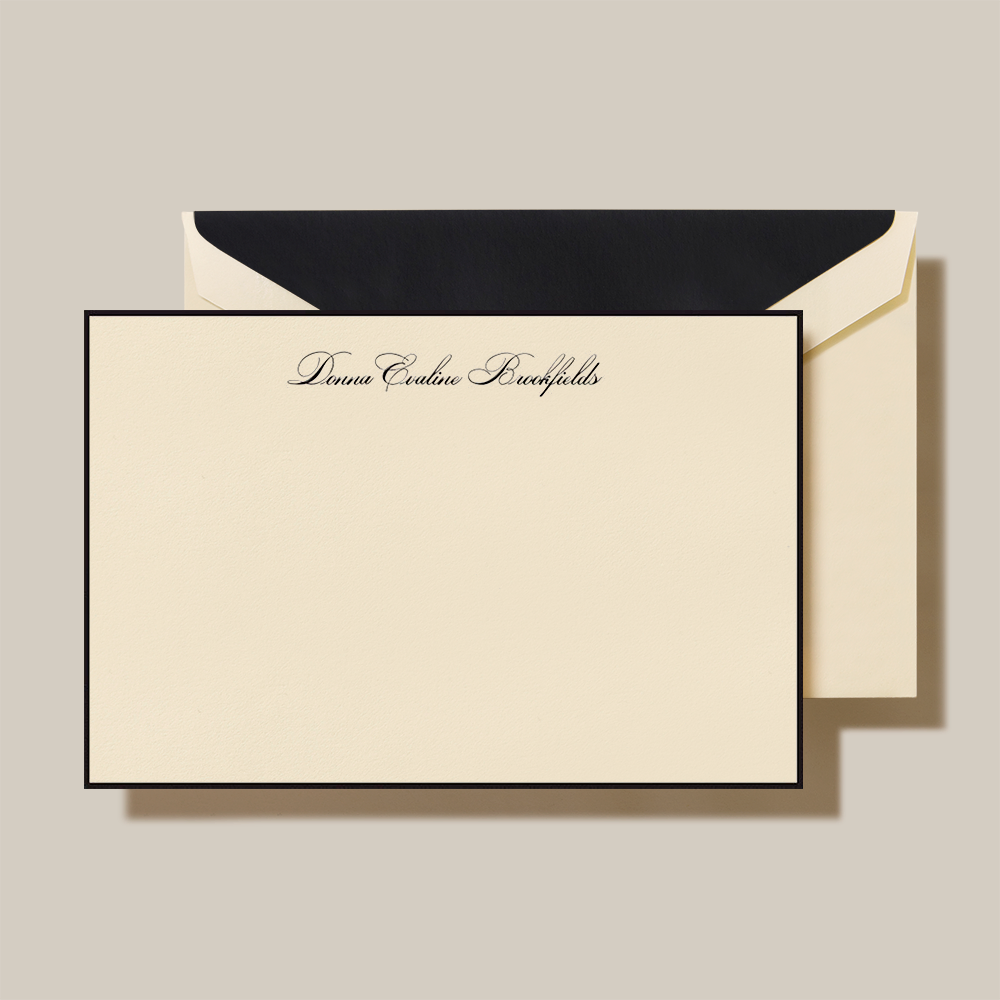 CLAMP in CARDLAND カード A4サイズ Ｘ Ecru Black Bordered Correspondence Card | Crane Stationery