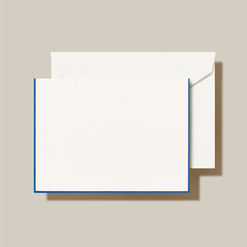 洋書Reliures et cartonnages d'éditeur Regent Blue Bordered Pearl White Note | Crane Stationery