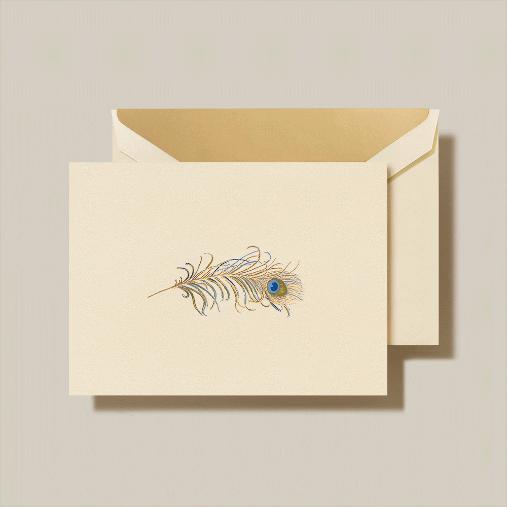 Regent Blue Bordered Pearl White Note | Crane Stationery
