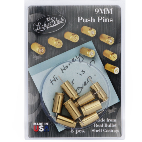 Lucky Shot 9mm Brass Bullet Push Pins