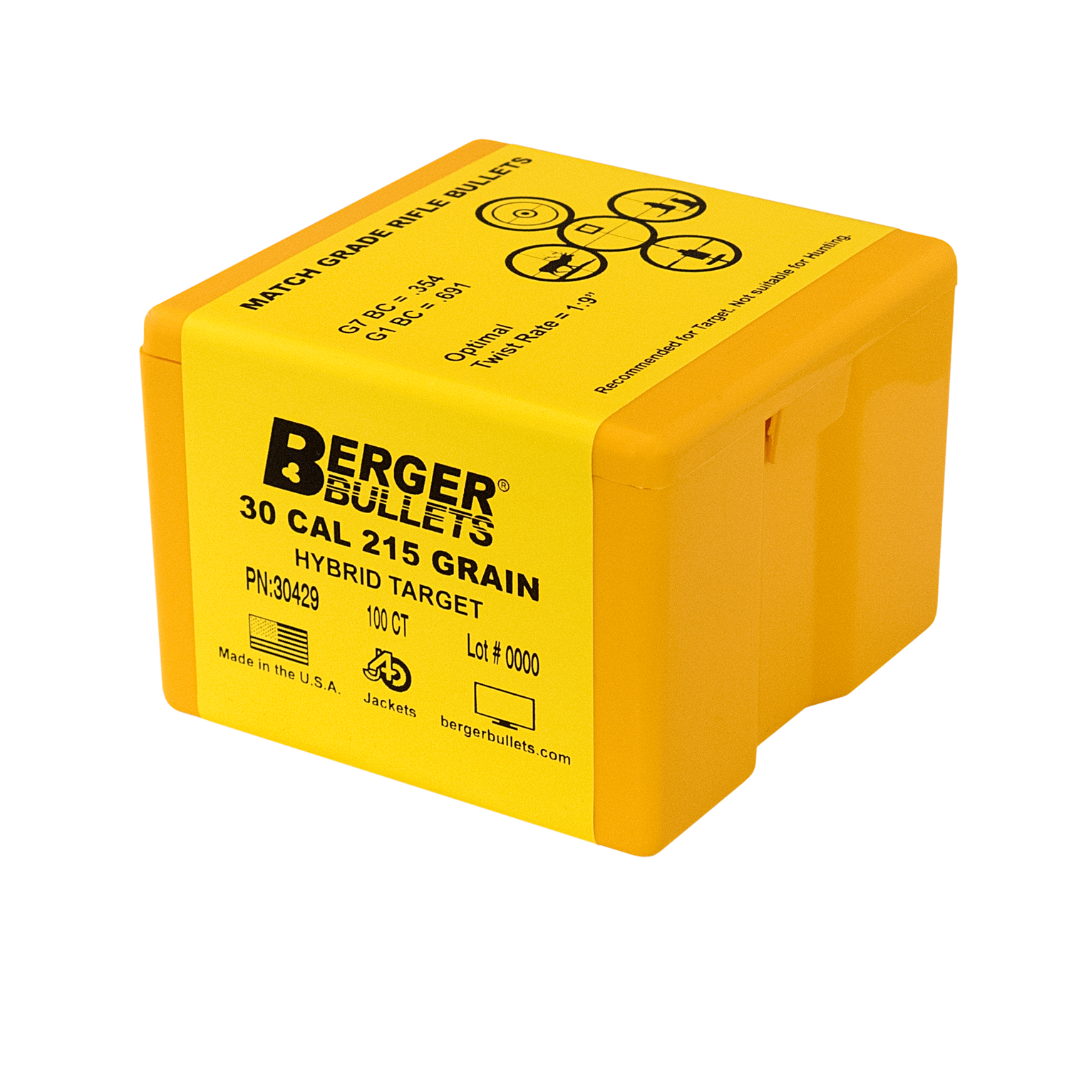 Berger .30 Caliber 215 Grain Hybrid Target Bullets
