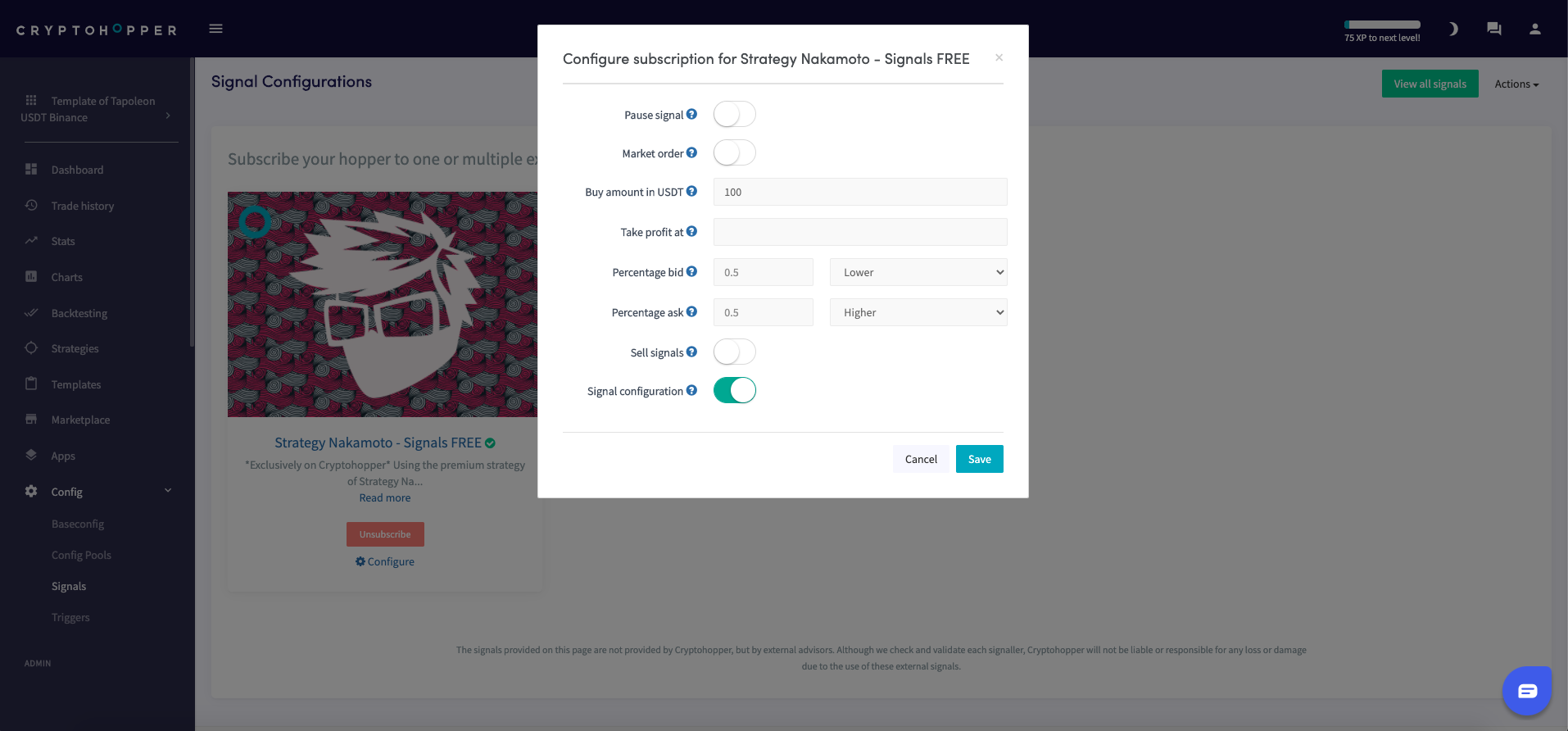 signals copy trading mirror automated automatic crypto cryptocurrency bitcoin ethereum trading bot platform cryptohopper
