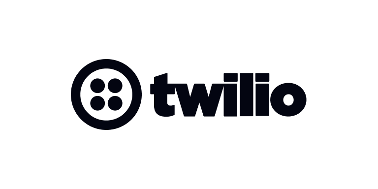 Twilio logo with a circular icon containing three dots and a line next to the word "twilio" in lowercase letters.