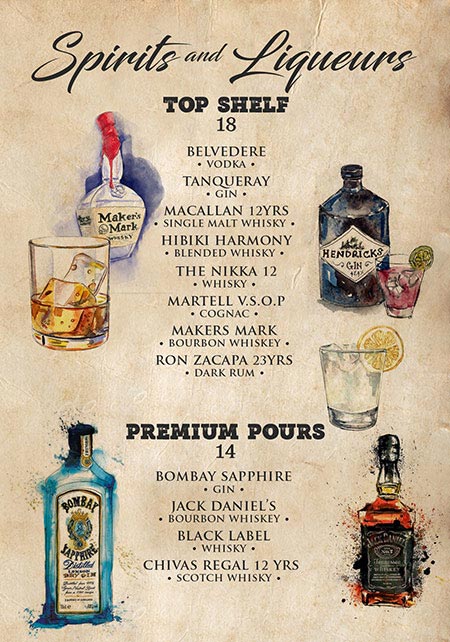 Pretty illustrations for a bar menu by mughikrish