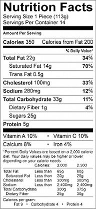 Nutrition Facts for Strawberry-topped Cheesecake for Valentine's Day