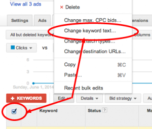 Ad Words Keyword Text Change
