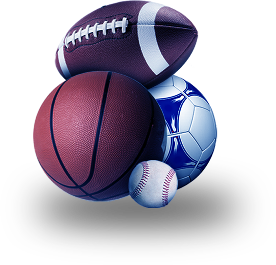 Basketball, Soccer ball, football and baseball