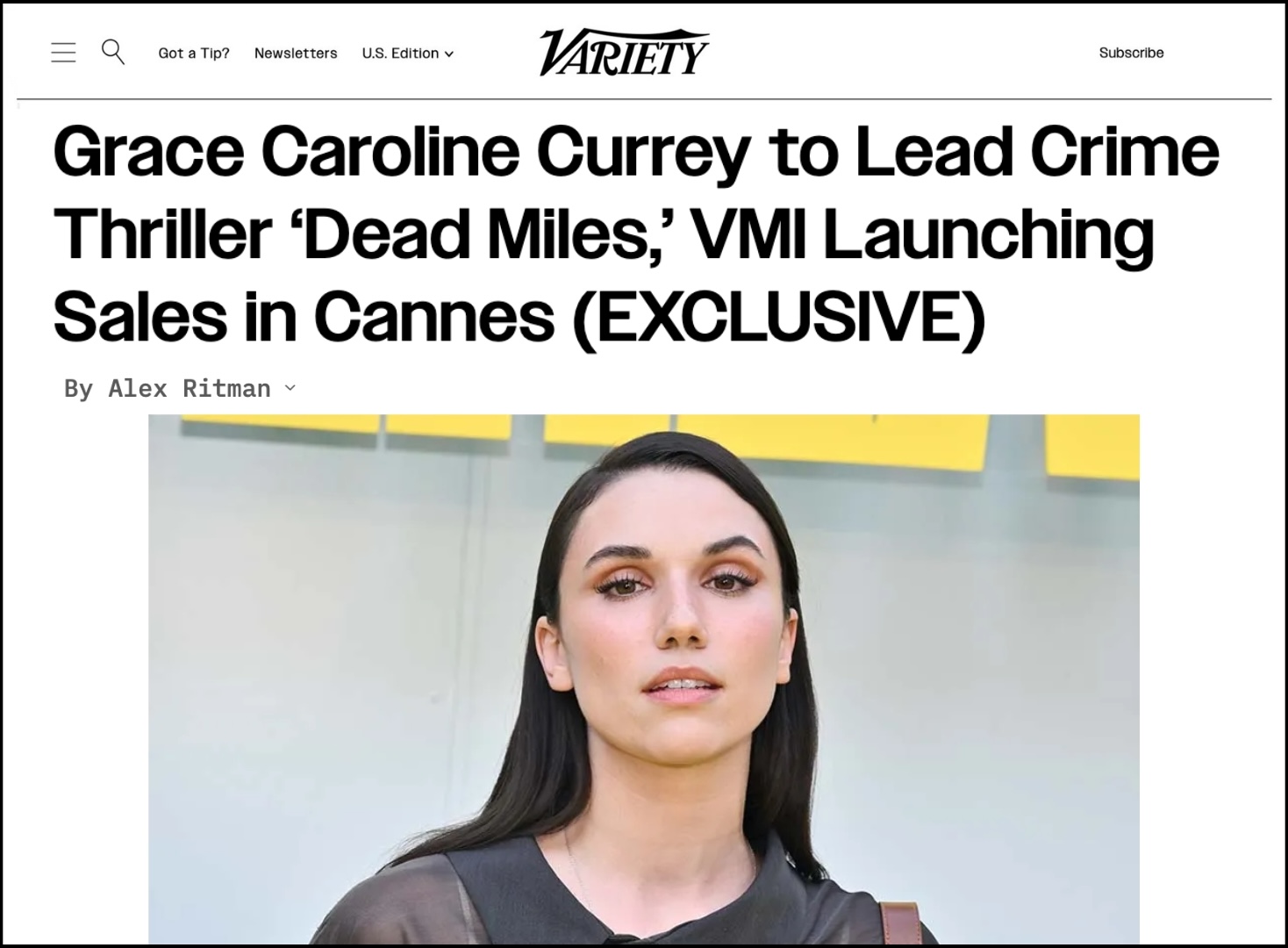 Grace Caroline Currey to Lead Crime Thriller ‘Dead Miles,’ VMI Launching Sales in Cannes (EXCLUSIVE)