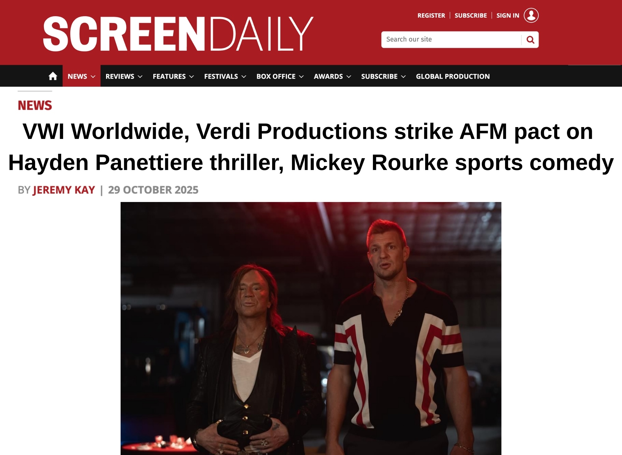 VWI Worldwide, Verdi Productions strike AFM pact on Hayden Panettiere thriller, Mickey Rourke sports comedy