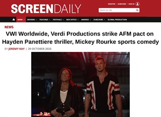VWI Worldwide, Verdi Productions strike AFM pact on Hayden Panettiere thriller, Mickey Rourke sports comedy