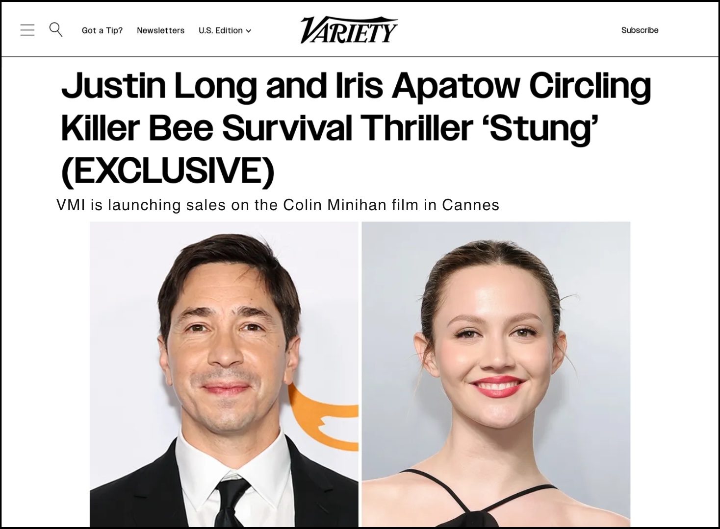 Justin Long and Iris Apatow Circling Killer Bee Survival Thriller ‘Stung’ (EXCLUSIVE)