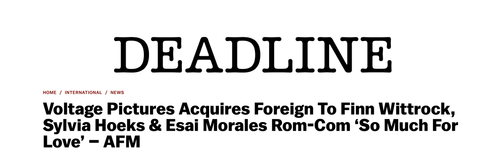 Voltage Pictures has taken international rights to romantic comedy So Much for Love 