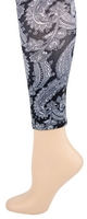 Black Paisley Footless Tights-Large/Tall Black Paisley Footless Tights-Large/Tall