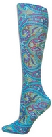 Turquoise Paisley Tights-Large/Tall