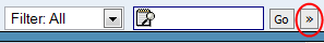 Date span filter carrot icon