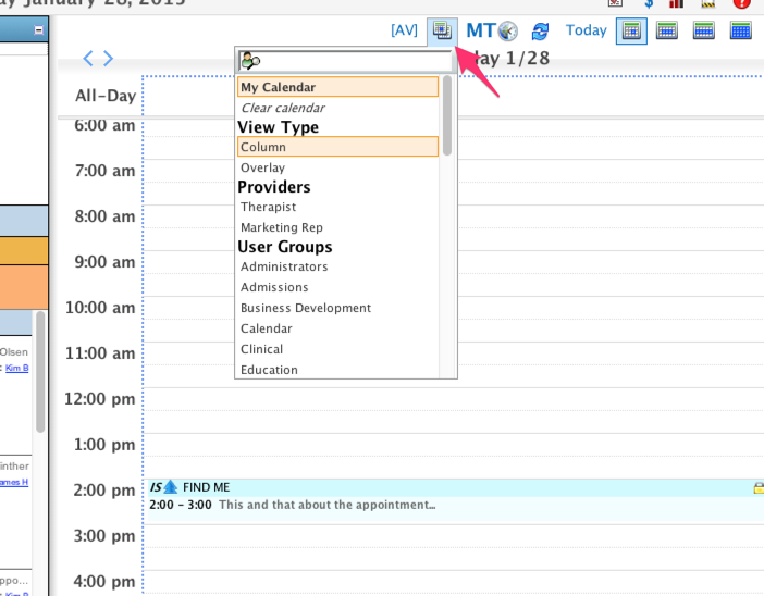 Calendar overlay options