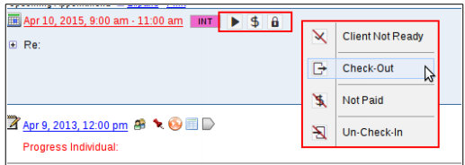 Activity Log right-click menu