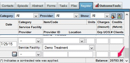 Contact Ledger Balances Report results