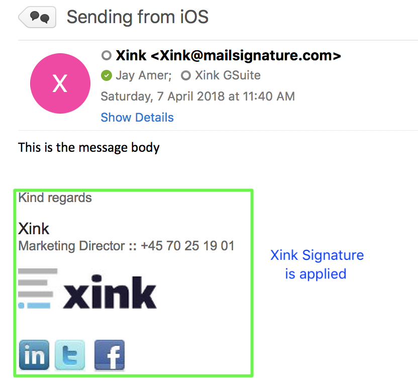 How To Test Xink Signature For Ios Iphone Device Office 365 The Emaii Signature Web Portal Help Center