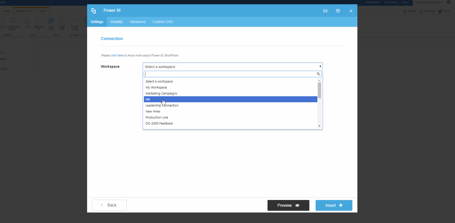 Power BI Integration Option 1 Logged In User Integration ShortPoint
