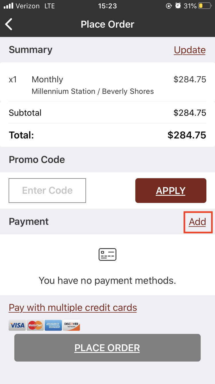 Tap add and enter Luum Commuter card details
