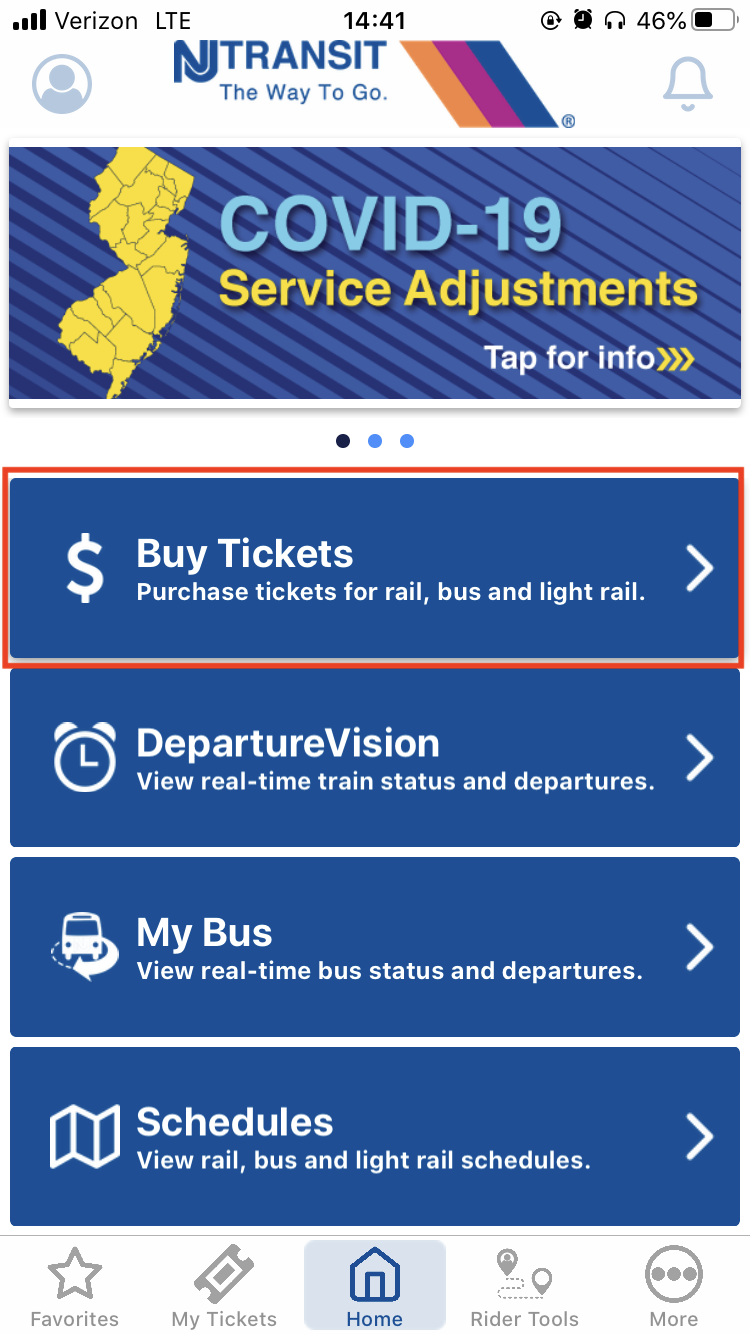 Home Page - NJTransit App 