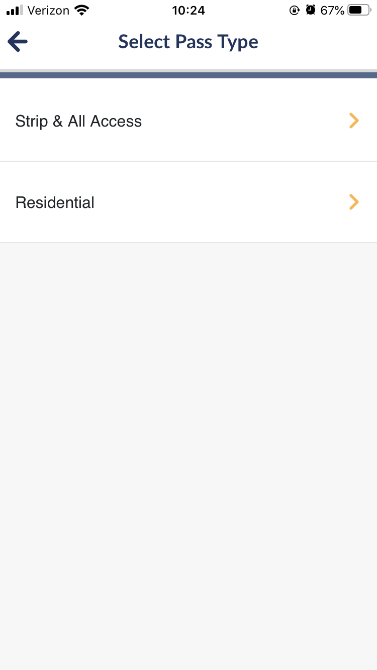  Select Pass Type Page - RideRTC App