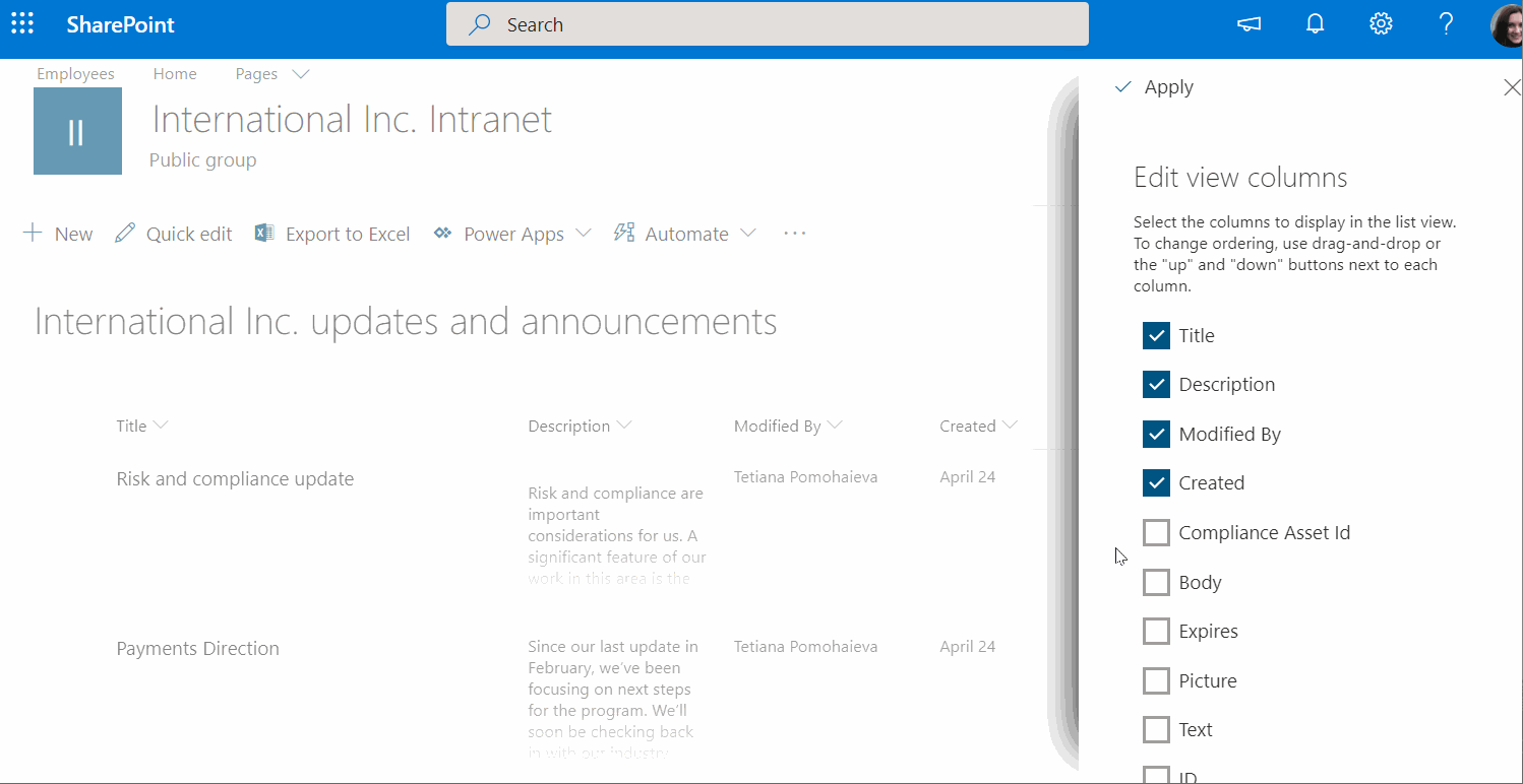 How to Display Content from a Sharepoint List/Library Column in a