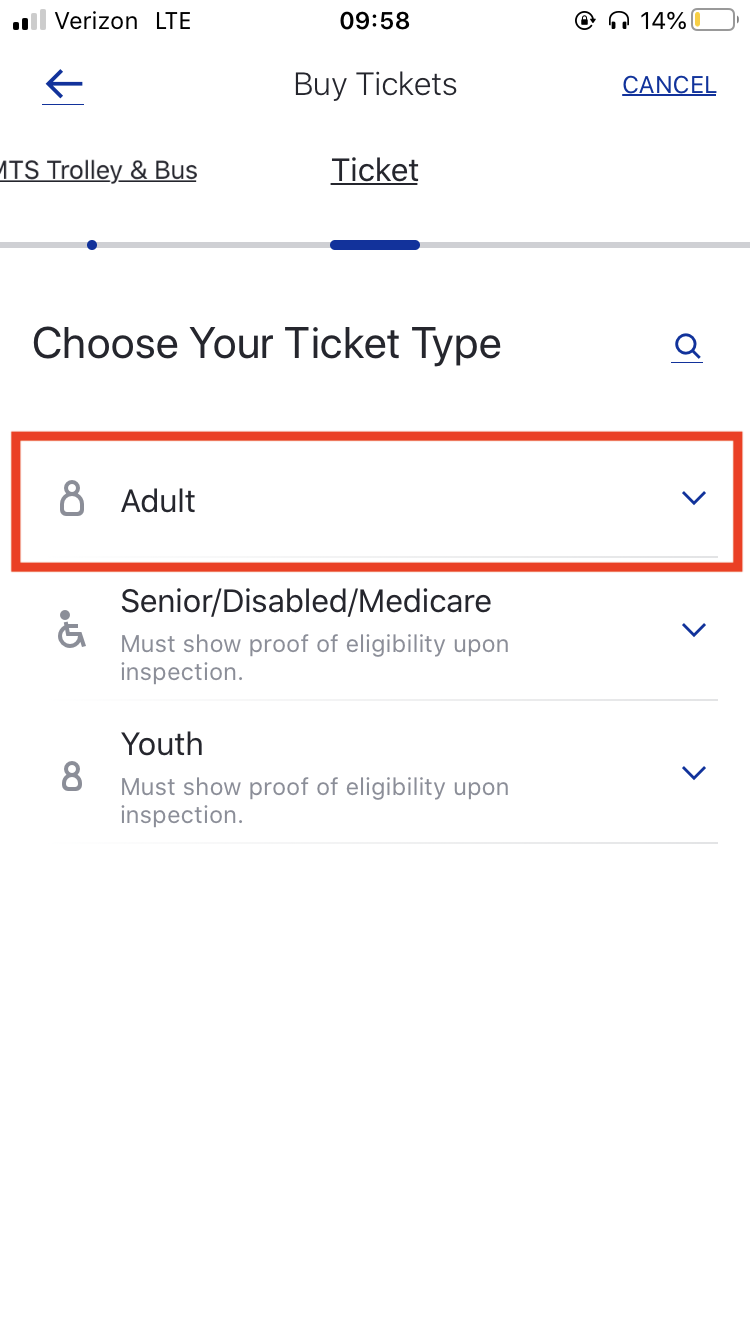 Choose your Ticket Page - Compass Cloud App