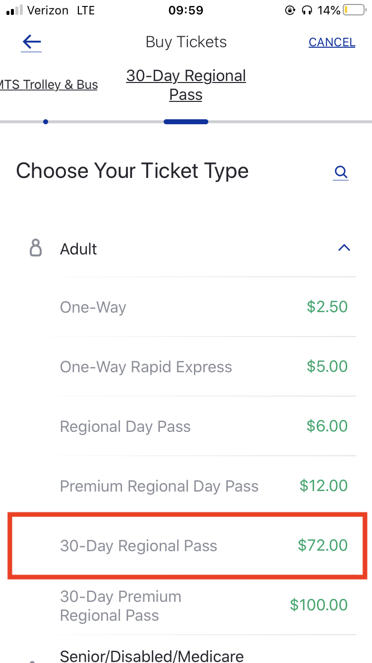 Choose Your Ticket Type Page - Compass Cloud App
