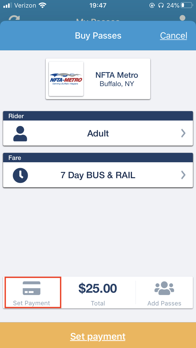 Buy Passes Page - Token Transit App