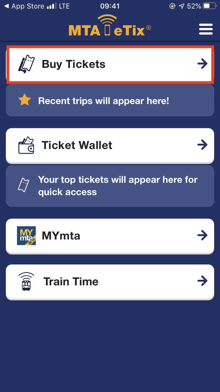 Home Page - MTA eTix App