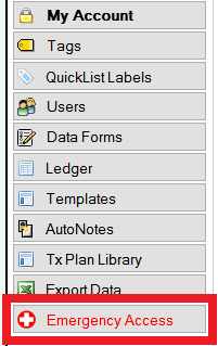 Emergency Access dialog