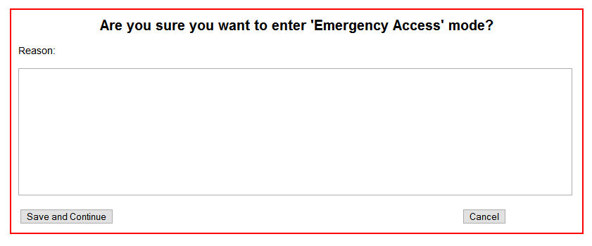 Emergency Access confirmation
