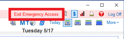 Exit Emergency Access button