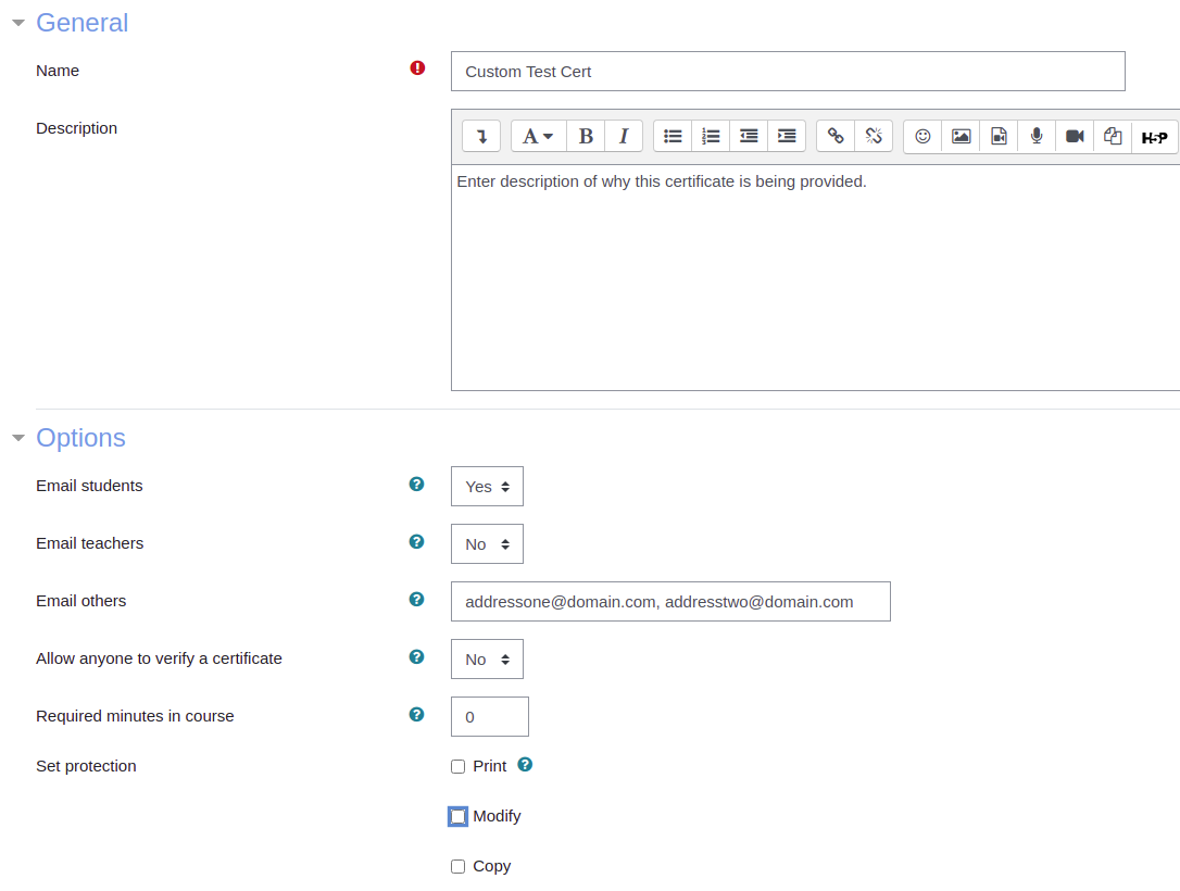 Custom Cert Plugin Usage : Lingel Learning - Help Desk Portal