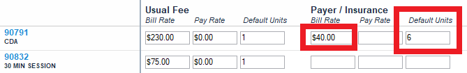 Ledger settings fee schedule example