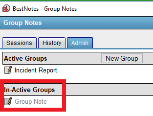 Group notes admin tab