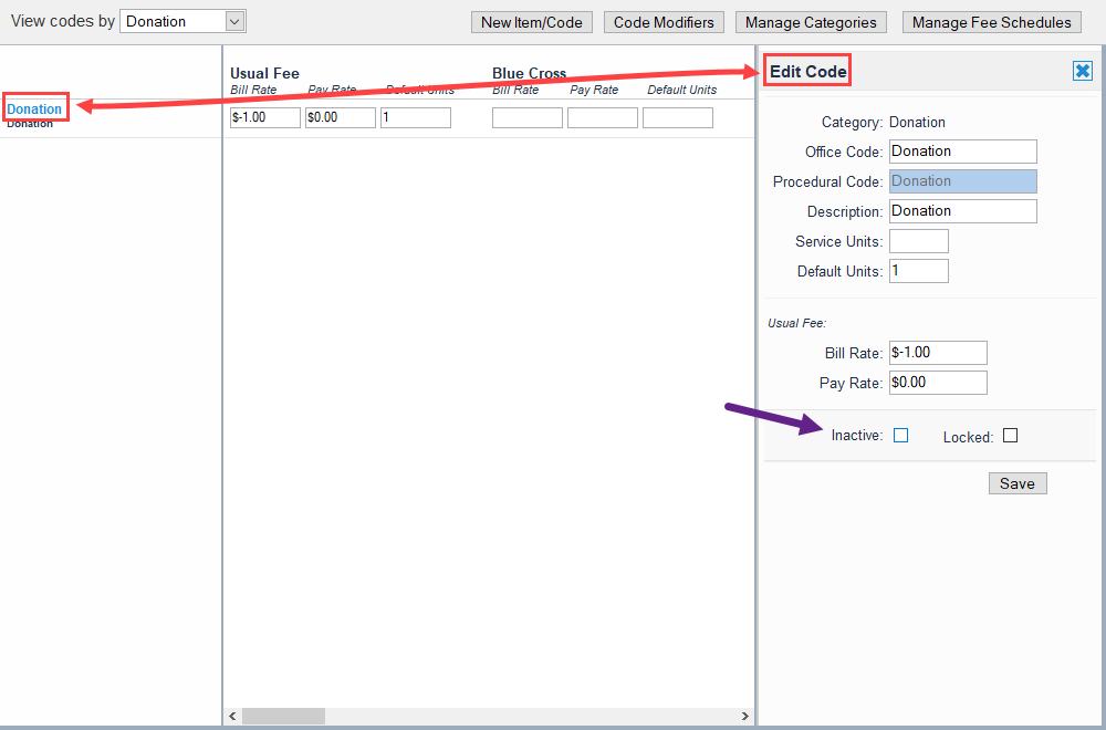 Ledger category settings
