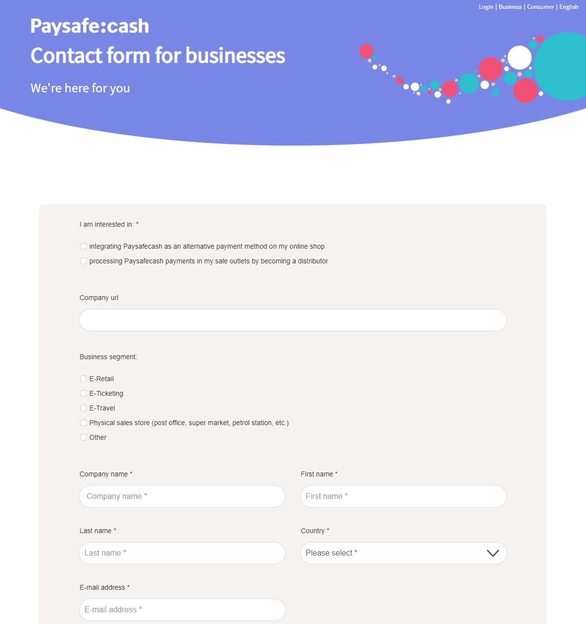 Creating an account with Paysafecash