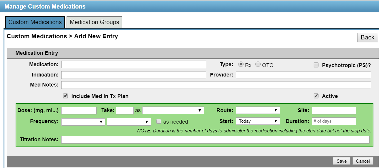 Custom Medications Setup BestNotes Support