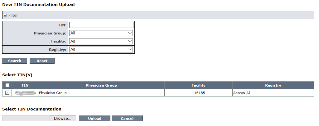 New TIN Documentation Upload