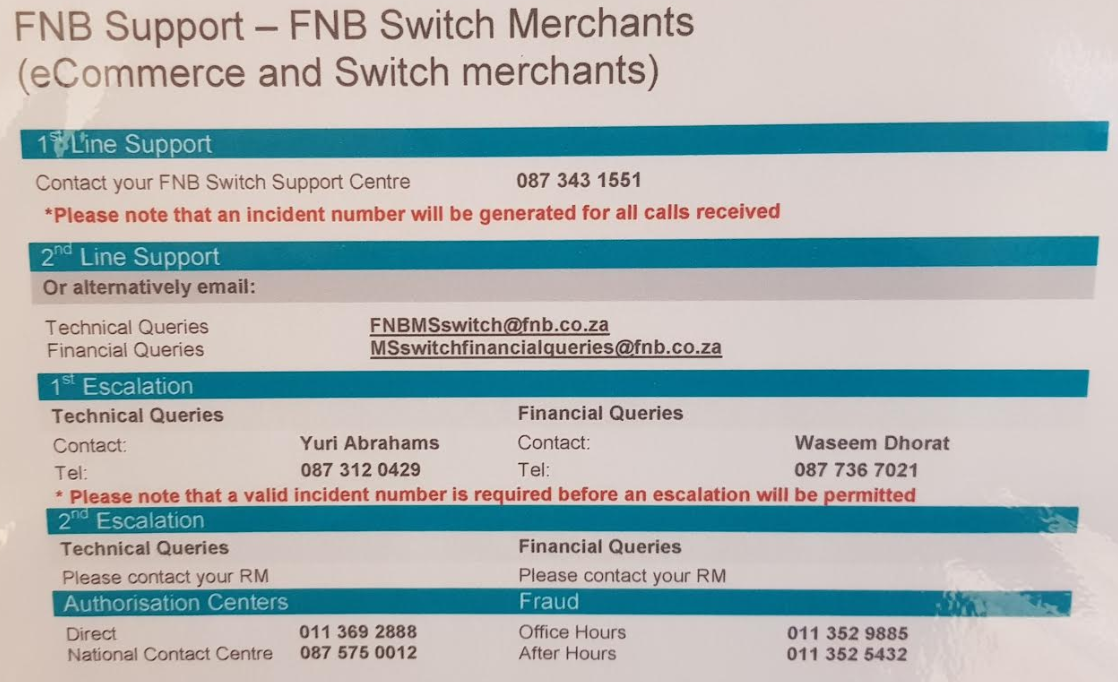 FNB pin pad errors and solutions Cosoft