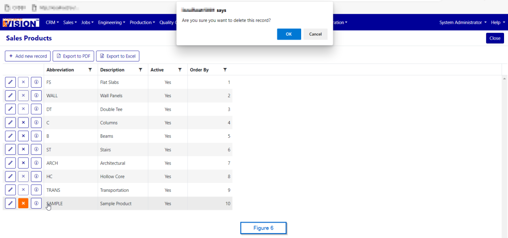 Sales Products Delete Prompt Figure 6
