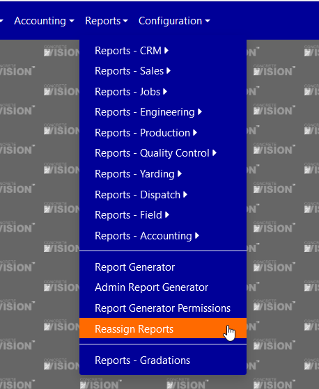 Reassign Reports Menu