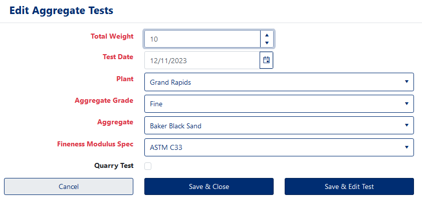 Figure 3 - Edit Test Details