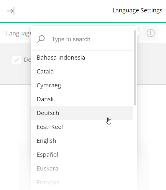 Survey Creator - Language settings in the Translation tab