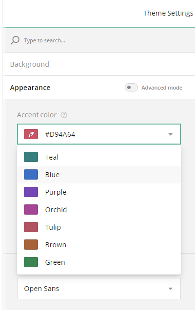Set the survey accent color