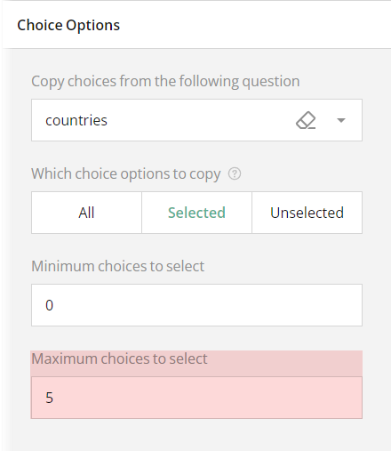 Limit the number of choices to select in a Ranking question with enabled selective ranking